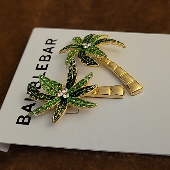 BaubleBar Tropical Palm Earrings with Green and Gold NWT - Picture 6 of 13